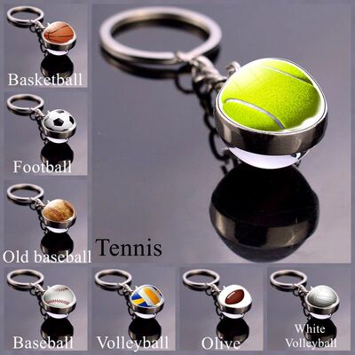 Glass Ball Keychain Tennis Keychain Football Baseball Volley