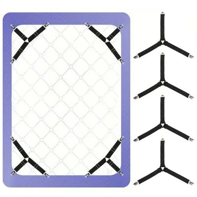 4Pcs Bed sheet strap, adjustable elastic fastener, with meta