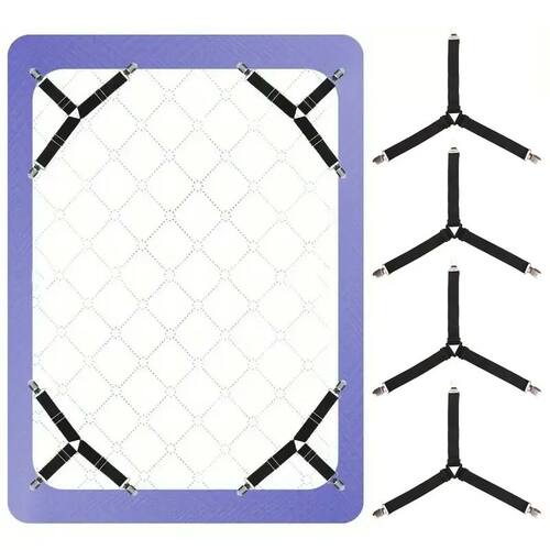 4Pcs Bed sheet strap, adjustable elastic fastener, with meta