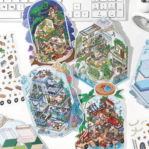 Mr Paper 12Pcs/bag sticker scene 2.5D scenery sticker DIY St