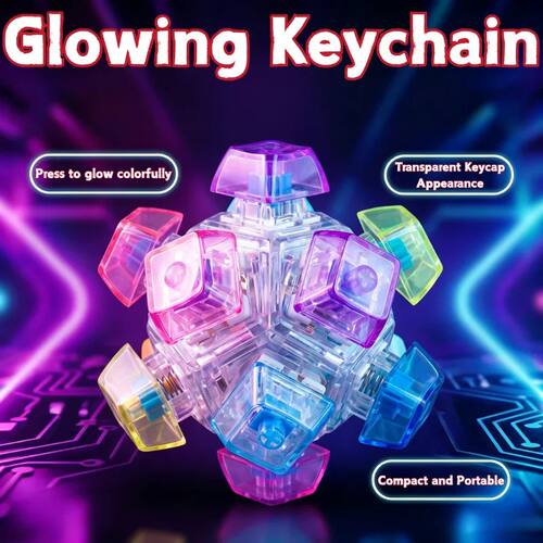 HOT Multi-Style LED Light-Up Keycap Keychain Clicker Fidget