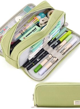 Large Capacity Pencil Case 3 Compartment Pouch Pen Bag Doubl