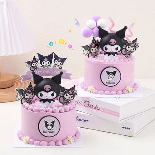 Kuromi Cake Topper Anime Action Figure Sanrio Flag Happy Bir