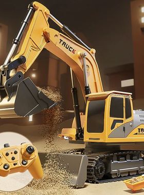 Alloy Remote Control Excavator Toy Car with Lights Sound Eff