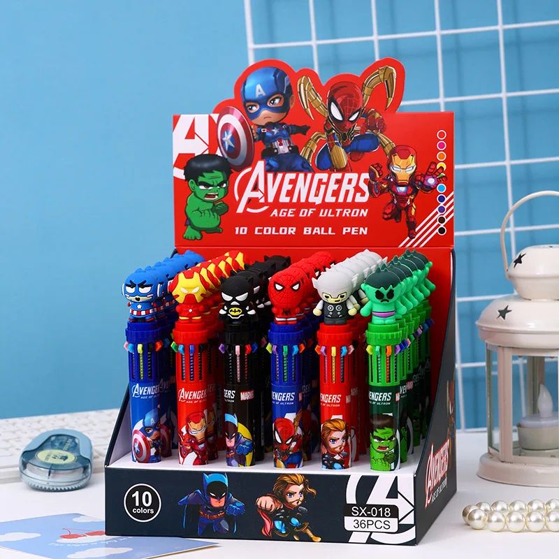 6/36pcs anime The Avengers doll 10 Colors Ballpoint Pen Cute