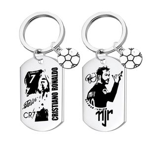 CR7 Messi Neymar Keychain Football Soccer Super Star Stainle