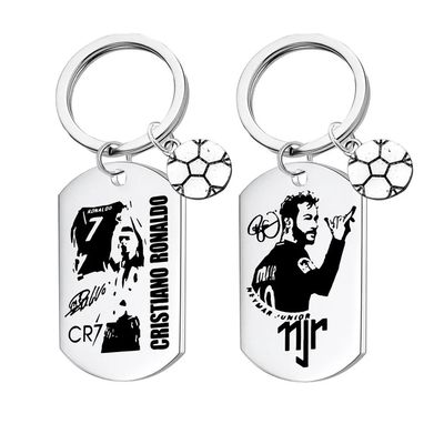 CR7 Messi Neymar Keychain Football Soccer Super Star Stainle