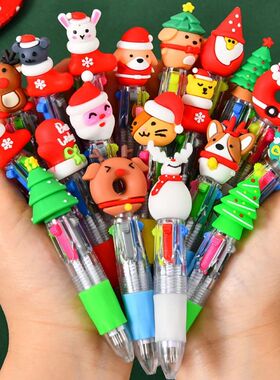 5-30Pcs Cute Christmas Theme Pattern Four-color Pen for Chri