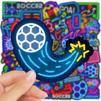 10/30/50pcs Cute Neon Style Football Stickers Soccer Game Ca