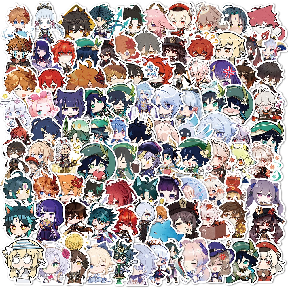50/100pcs Cute Genshin Impact Stickers Anime Game Decals Sti