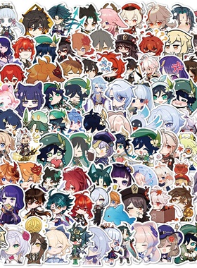 50/100pcs Cute Genshin Impact Stickers Anime Game Decals Sti