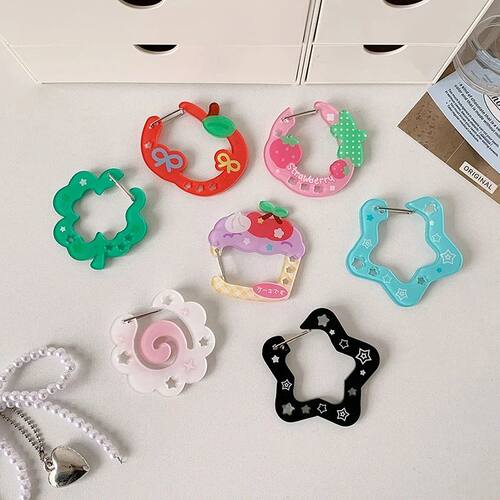 Kawaii Acrylic Keychain Cute Cartoon Carabiner Clip Charms H