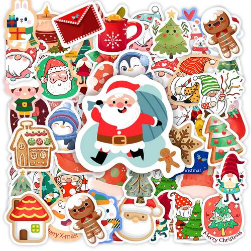 Merry Christmas Stickers Funny Santa Claus Snowman Decals Wa