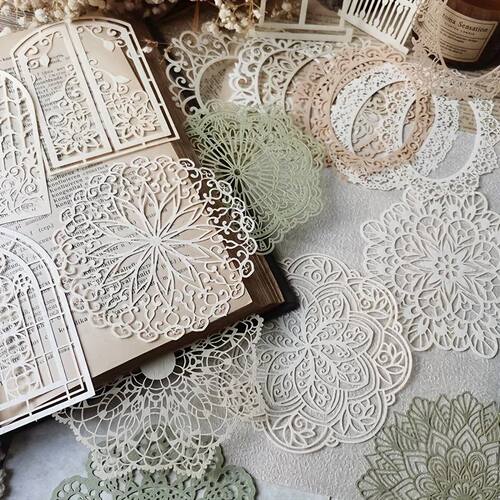 10 pcs Vintage Lace Hollow Material Paper Butterfly Craft Pa