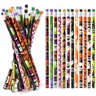 12/24Pcs Skull Goost HB Writing Pencils Stationery Gift for
