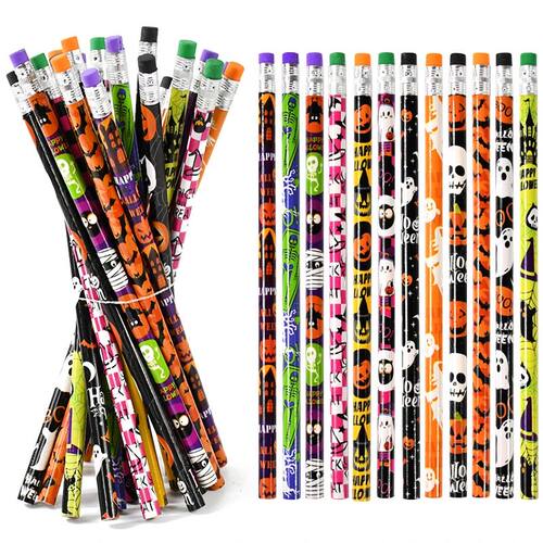 12/24Pcs Skull Goost HB Writing Pencils Stationery Gift for