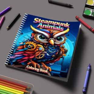 Coloring Book Steampunk Animals for Adult Colouring Book, Bi