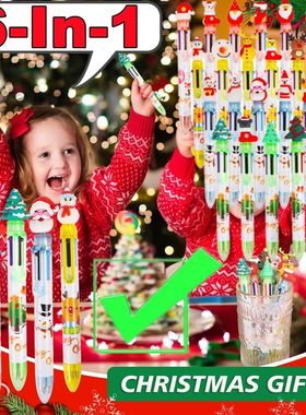 Christmas Multicolored Ballpoint Pens 6 In 1 Retractable Pen