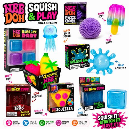 NeeDoh Jellyfish & Cube Squish Stress Relief Sensory Toy, So