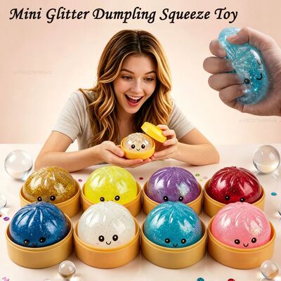 Hot Mini Glitter Dumpling Pressure Ball Sensory Squeeze Toy
