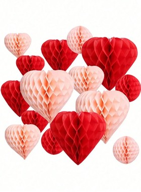 5pcs Pink Party Decoration Pom Pom | Heart Tissue Paper Hone