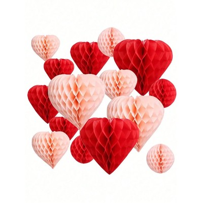 5pcs Pink Party Decoration Pom Pom | Heart Tissue Paper Hone