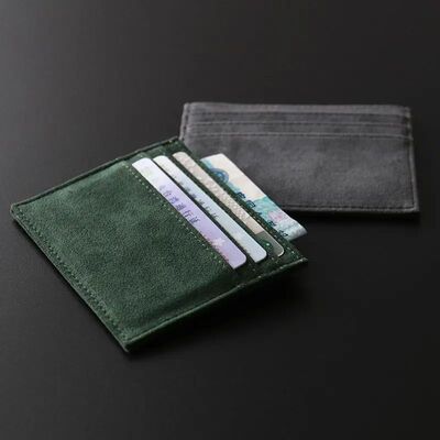 Quality Suede Leather Mini Men Card Holder Wallets Zipper Co