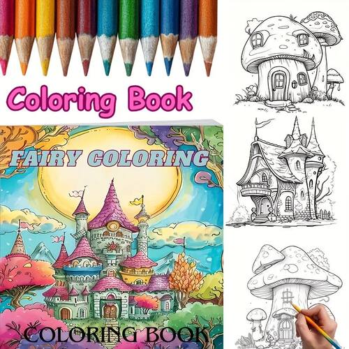 28 Pages Enchanting Houses Coloring Book for Adult Stress Re