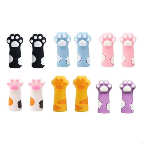6PCS Cartoon Cats Claw Pencil Caps Silicone Pencil Caps Chew