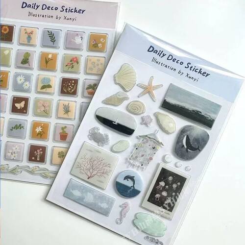 Cute Cartoon Ocean World 3D Jelly Stickers Transparent Resin