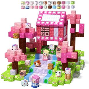 Magnetic Building Blocks Mine World Magnet Pink Girly Heart