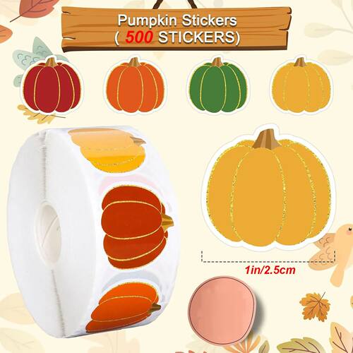 100-500pcs Colorful Pumpkin Halloween Stickers Party Hallowe