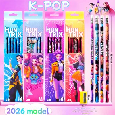 12 pcs K-POP Demon-Hunting Girl Group 2B Pencils - Boxed Sta