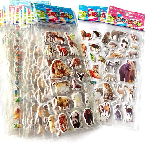 10 Sheets 3D Puffy Stickers Animals Bulk Stickers Scrapbook
