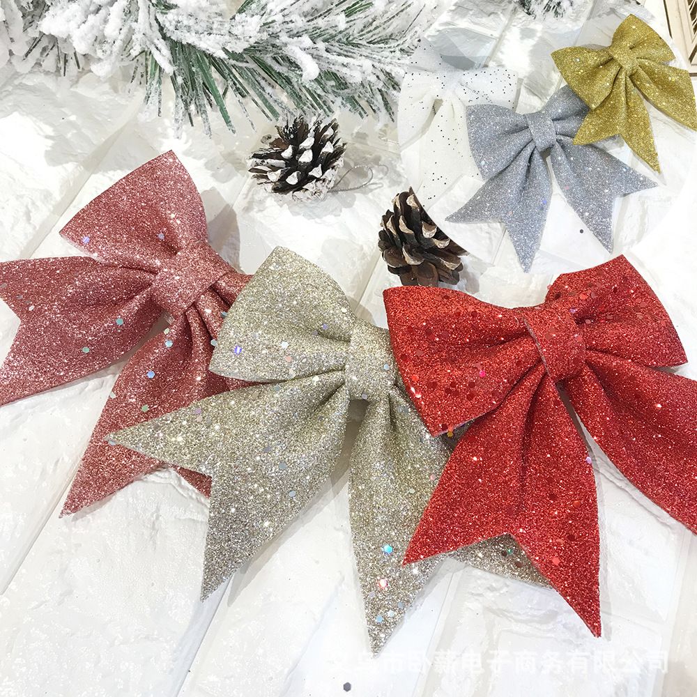 Christmas Bow Pearl Cotton Gold Powder Bow Christmas Tree De