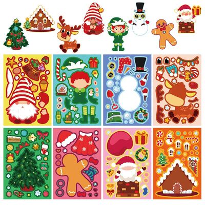 8Sheets Cute Cartoon Christmas Decoration Graffiti Stickers