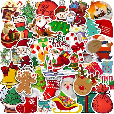 50PCS Many Styles Cute Christmas Santa Claus Sticker DIY Pho