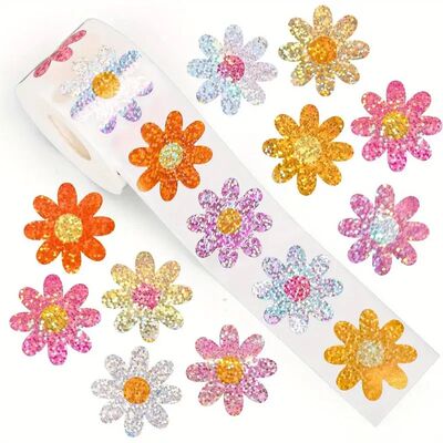 100-500pcs Glitter Flower PatternDesign Stickers Party Gift