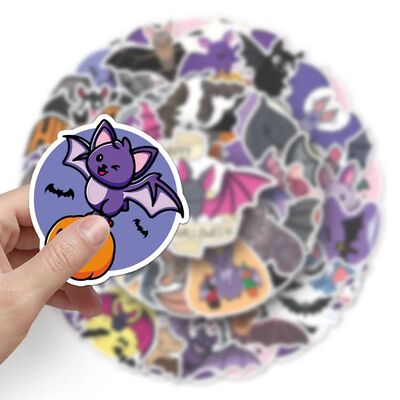 10/50PCS Cartoon Halloween Cute Bat Stickers Skateboard Phon