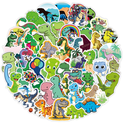 50PCS Cute Dinosaur Waterproof Stickers Skateboard Fridge Gu
