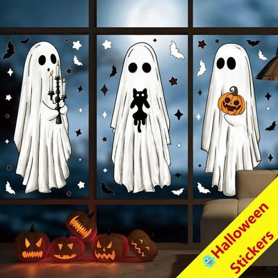 ?Halloween Window Decoration Stickers Ghost Scene PVC Self-A
