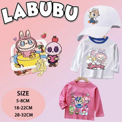 Labubu Cute Iron on Patches Washable Heat Thermal Transfer S