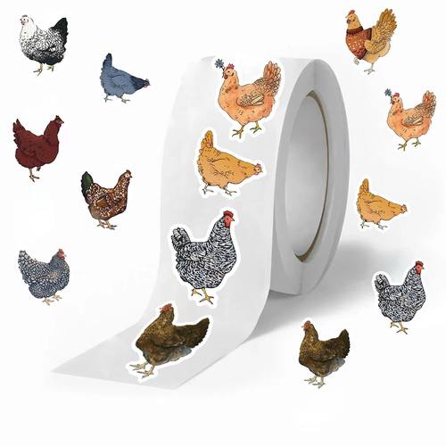 500PCS Chicken Hen Animals Roll Stickers for Water Bottles L