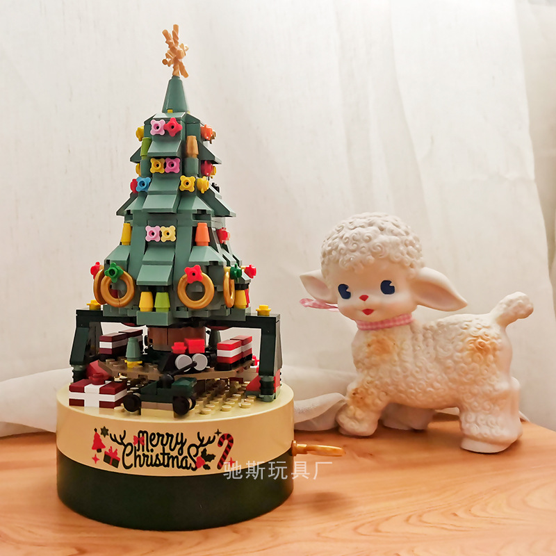Christmas Tree Building Blocks Rotating Music Box Compatible