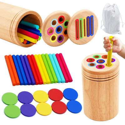 Montessori Wooden Toys Color Sorting Fine Motor Toys Shape M