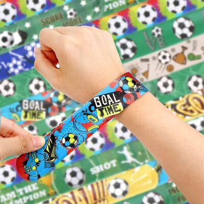 12/24/36Pcs Pack Football Pattern Slap Bracelets Birthday Pa