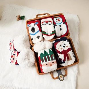 Winter Kids Cartoon Christmas Socks Boys Girls Thicken Cotto