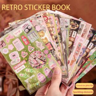 Vintage Scrapbook Stickers Retro Cafe Style Decorative Paper