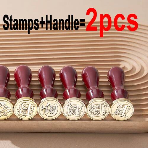 2PCS/SET Vintage Stamp Retro 26 Letters Wax Sealing Stamp sc
