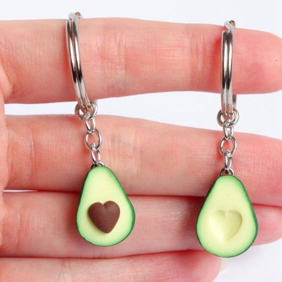 Simulation Fruit Avocado Heart-shaped Keychain Creative Avoc